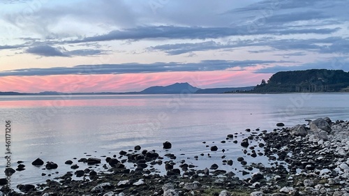 Mt Tauhara over lake Taupo New Zealand