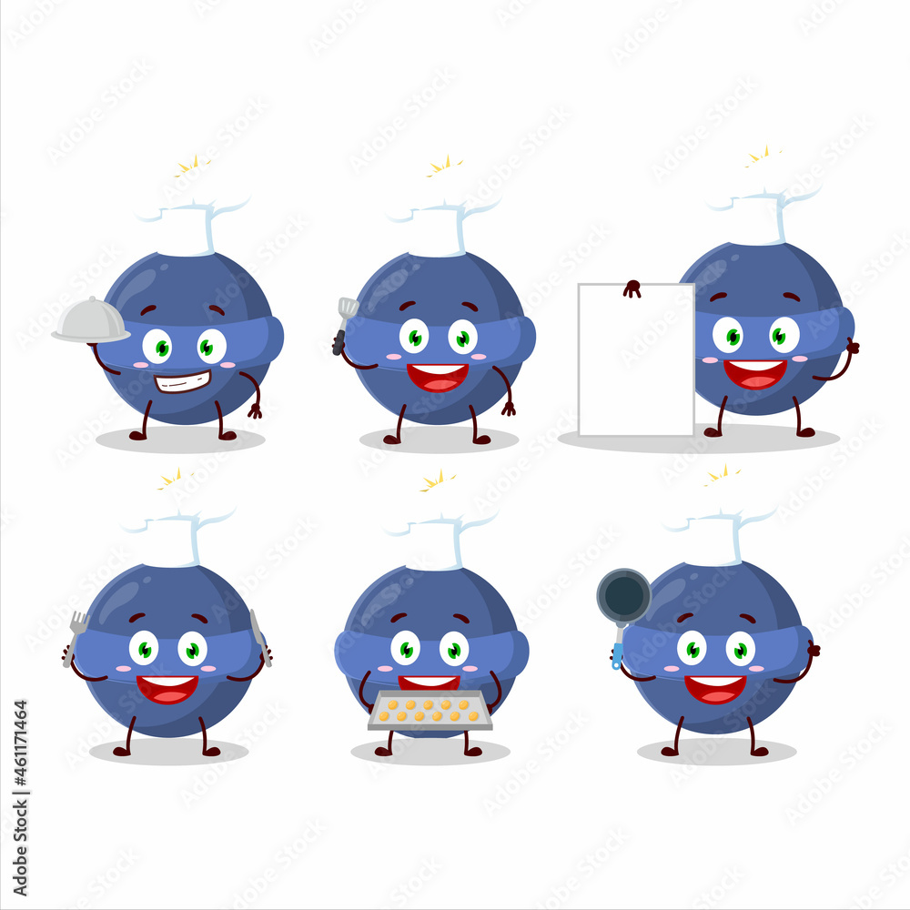 Cartoon character of smoke bomb firework with various chef emoticons Cartoon character of smoke bomb firework with various chef emoticons