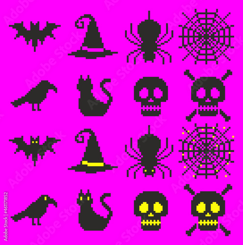 ハロウィンのピクセルアート