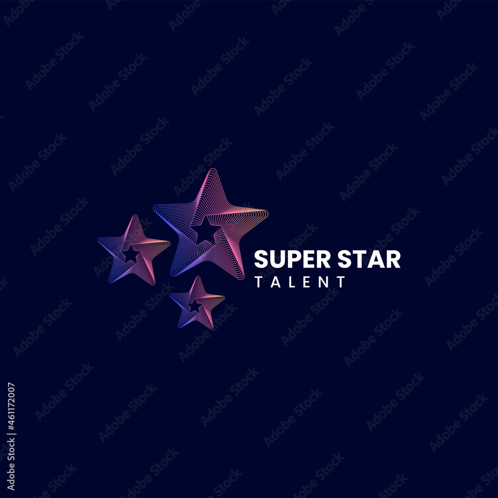 Obraz premium Vector Logo Illustration Star Gradient Line Art Style.
