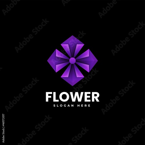 Vector Logo Illustration Flower Gradient Colorful Style.
