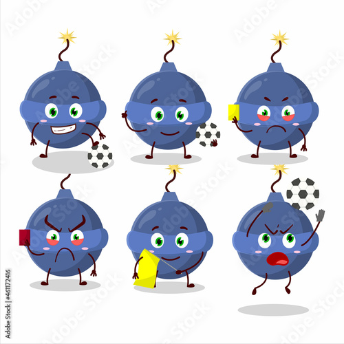 Smoke bomb firework cartoon character working as a Football referee