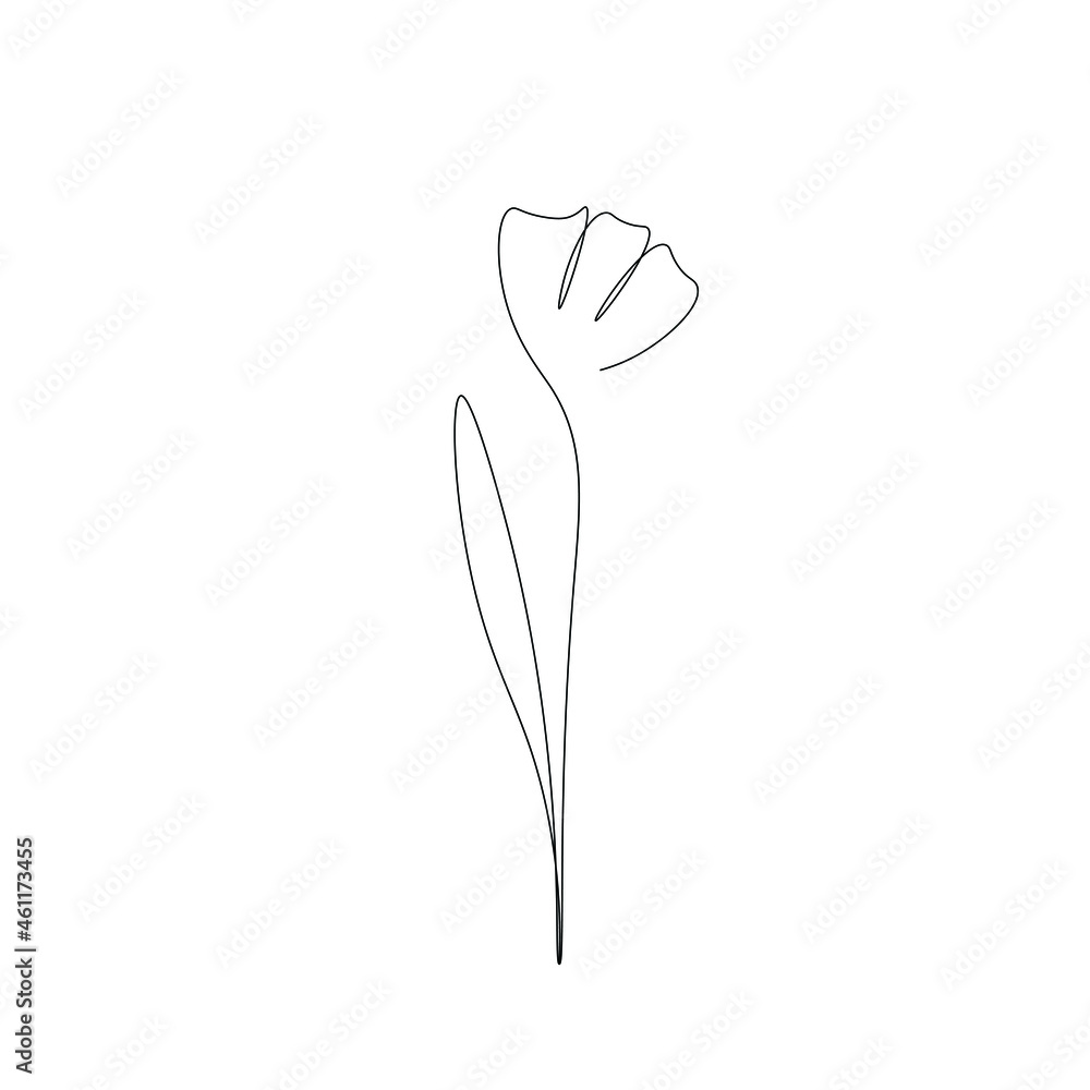 Flower silhouette on white background one line drawing vector illustration Flower silhouette on white background one line drawing vector illustration