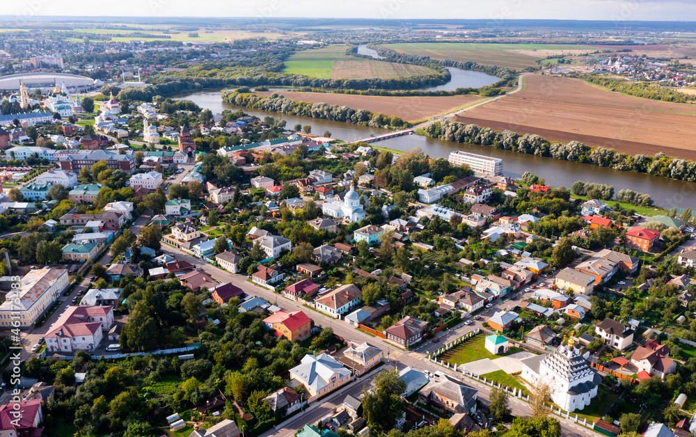 Cityscape of Kolomna, Moscow oblast, Russia. Church of Nikola Posadsky visible from above.