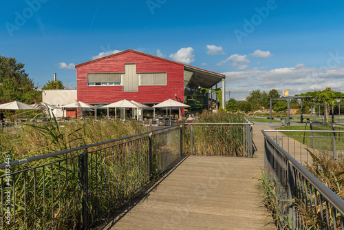 Visitor center of the regional park Rhein Main Portal Weilbacher gravel pits