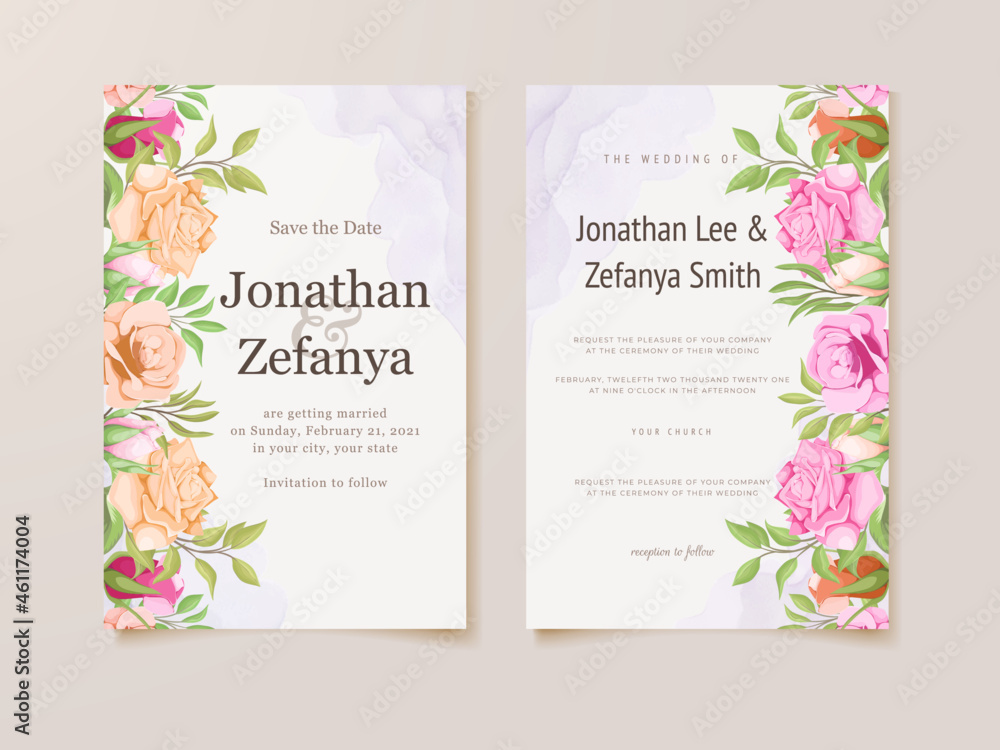 Floral Wedding Invitation Card Template Design