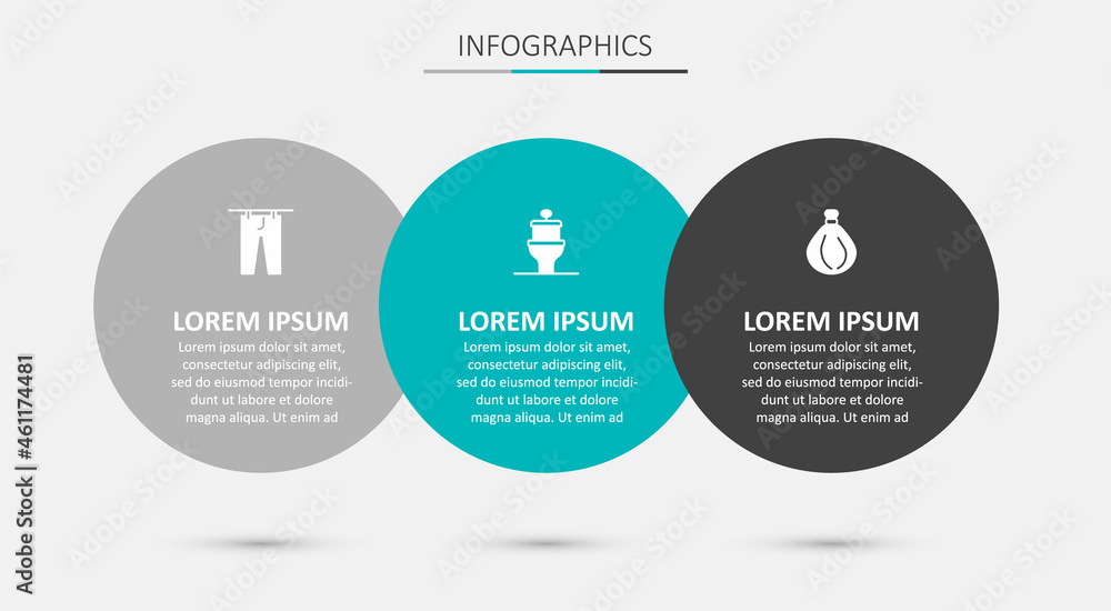Set Toilet bowl, Drying clothes and Garbage bag. Business infographic template. Vector Set Toilet bowl, Drying clothes and Garbage bag. Business infographic template. Vector
