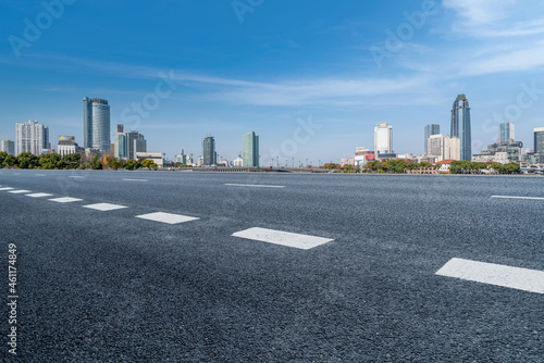 Empty asphalt road and city skyline and building landscape, China.