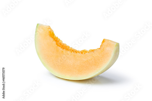 cantaloupe melon slice on white