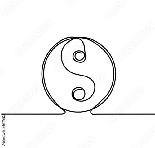 Sign of yin and yang as line drawing on the white background. Vector