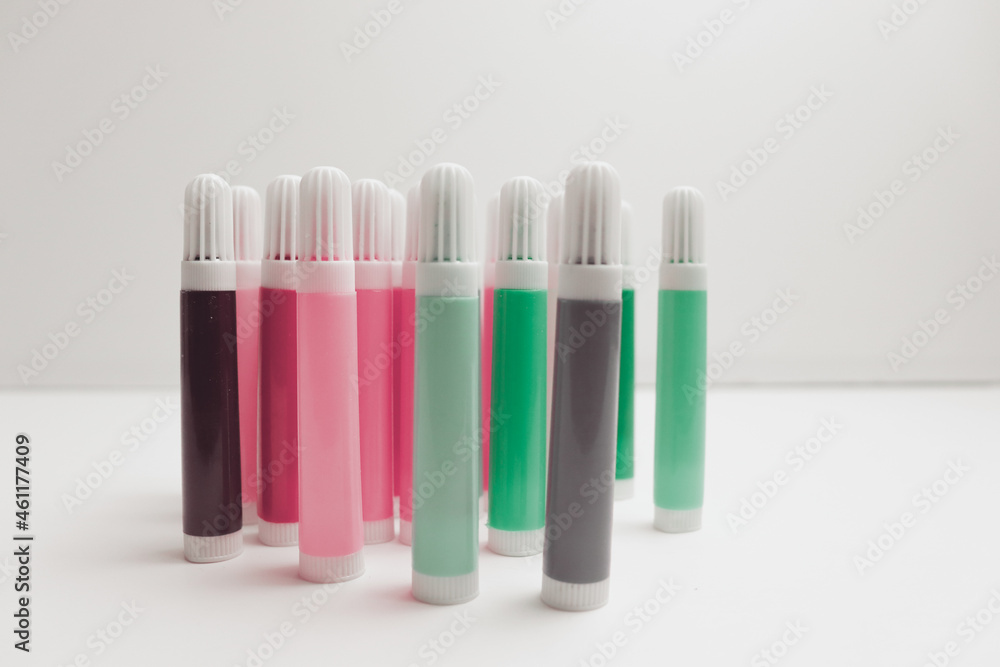 Felt-tip pens on white background for school banner design Felt-tip pens on white background for school banner design