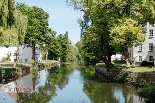 Vászonkép Odense city river on a summer day
