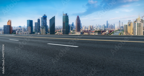 Empty asphalt road and city skyline and building landscape  China.