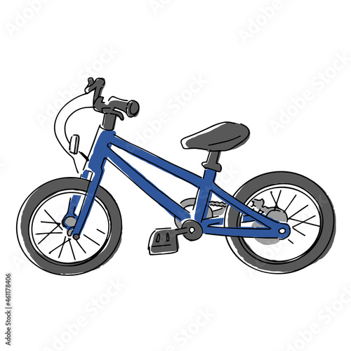自転車、子供用自転車のベクターイラスト　青色　ブルー