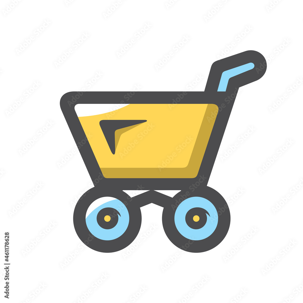 Shopping yellow Cart Vector icon Cartoon illustration Shopping yellow Cart Vector icon Cartoon illustration