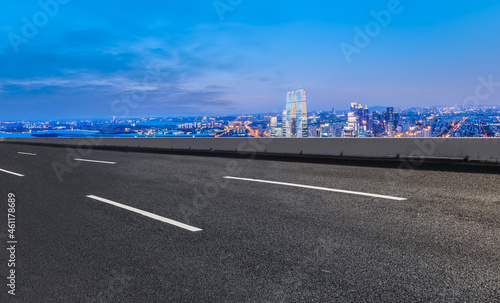 Empty asphalt road and city skyline and building landscape, China.