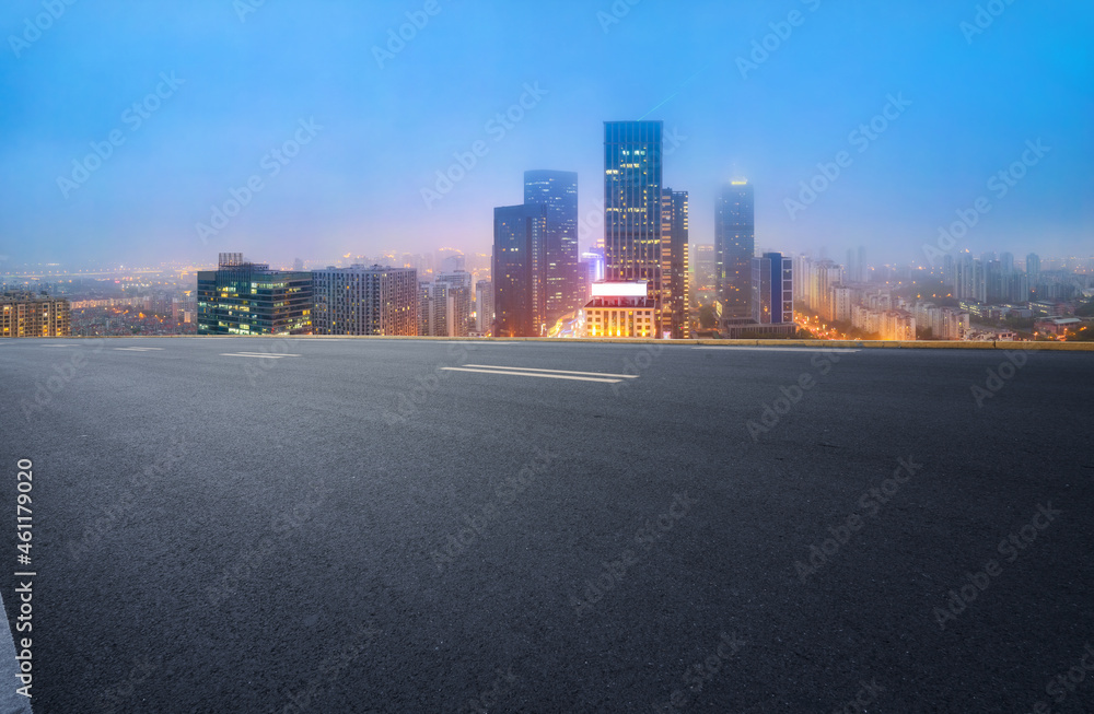 Empty asphalt road and city skyline and building landscape, China. Empty asphalt road and city skyline and building landscape, China.