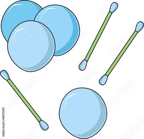 Medical and hygiene products that absorb cotton swabs and cotton sticks. A stack of cotton sponges isolated on a white background.Design for the beauty industry, medicine and cosmetics.