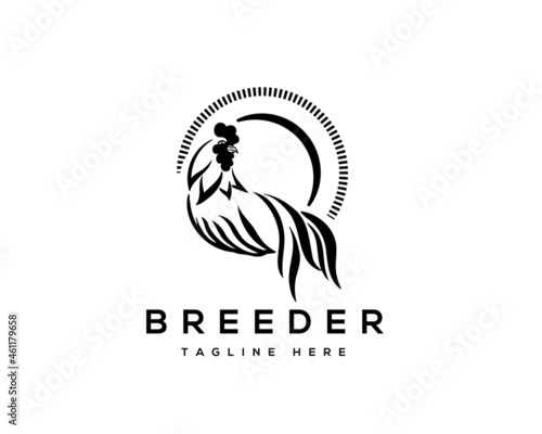 abstract circle rooster logo template illustration