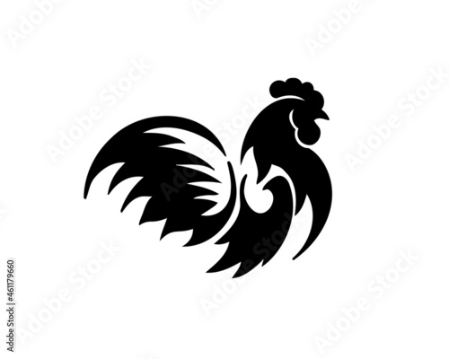elegant black silhouette rooster chicken logo template illustration