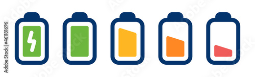 Low battery to full battery charge indicator icon.