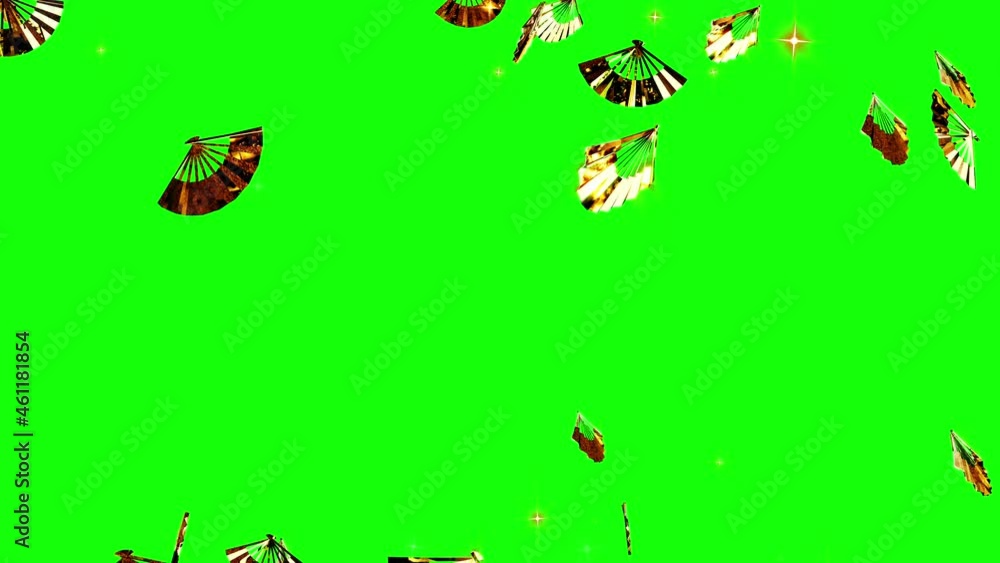 gold Japanese folding fan particle loop animation gold Japanese folding fan particle loop animation