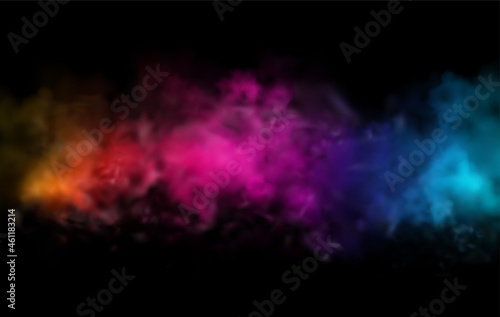Holiday Abstract shiny color powder cloud design element. Holi fog. Nightclub stage. For website and poster design