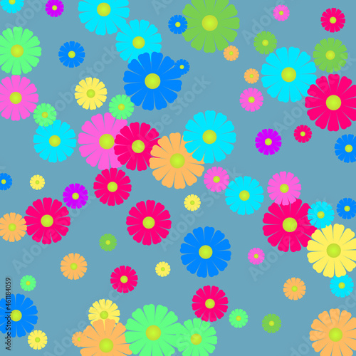 Colorful design spring background with beautiful flowers. Vector illustration
