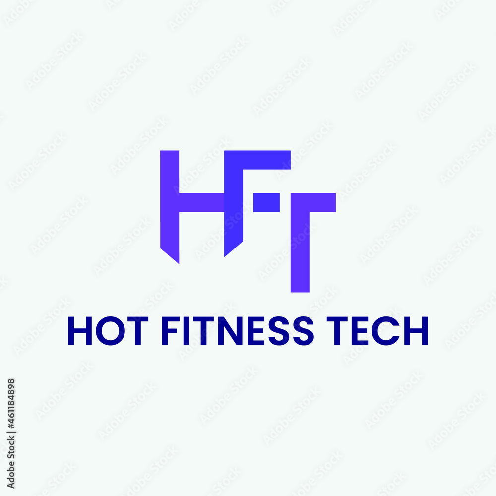 Hot Fitness, Tech logo, Monogram logo, letters, sports, vector template