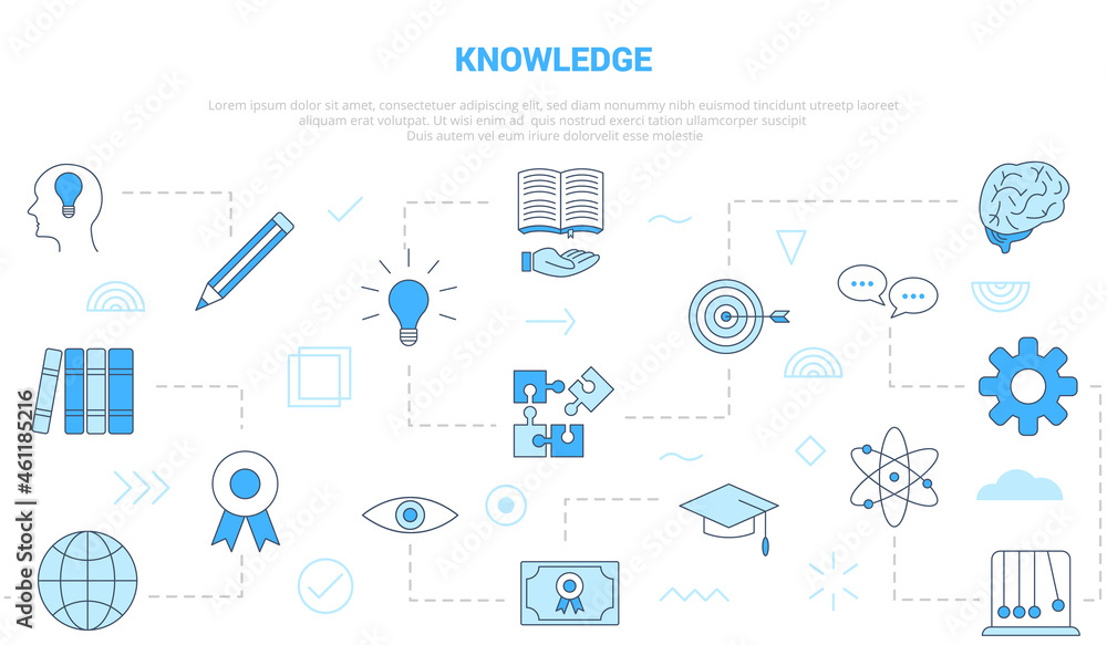 knowledge concept with icon set template banner with modern blue color style knowledge concept with icon set template banner with modern blue color style