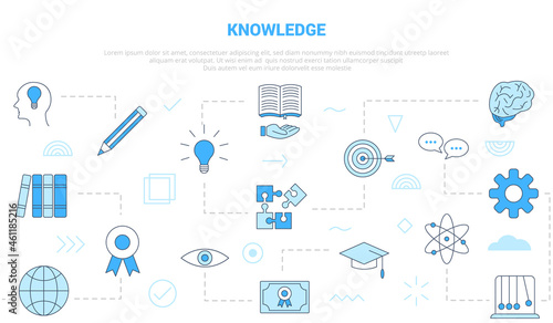 knowledge concept with icon set template banner with modern blue color style