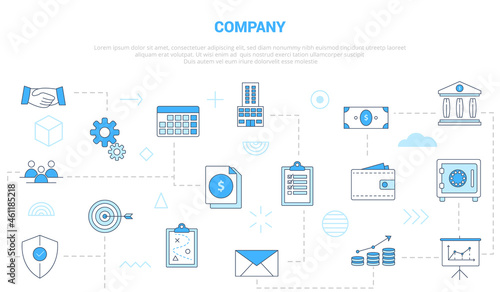 company business concept with icon set template banner with modern blue color style