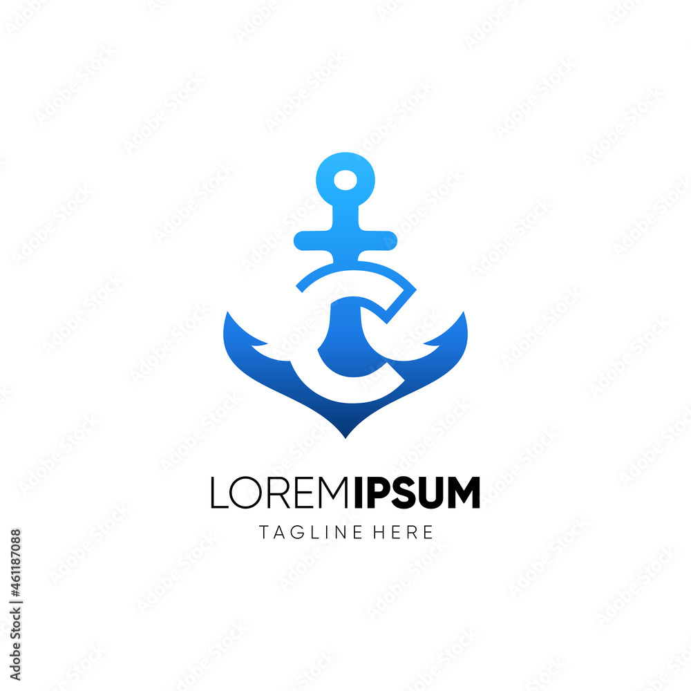 Letter C Anchor Logo Design Vector Icon Graphic Emblem Illustration Background Template Letter C Anchor Logo Design Vector Icon Graphic Emblem Illustration Background Template