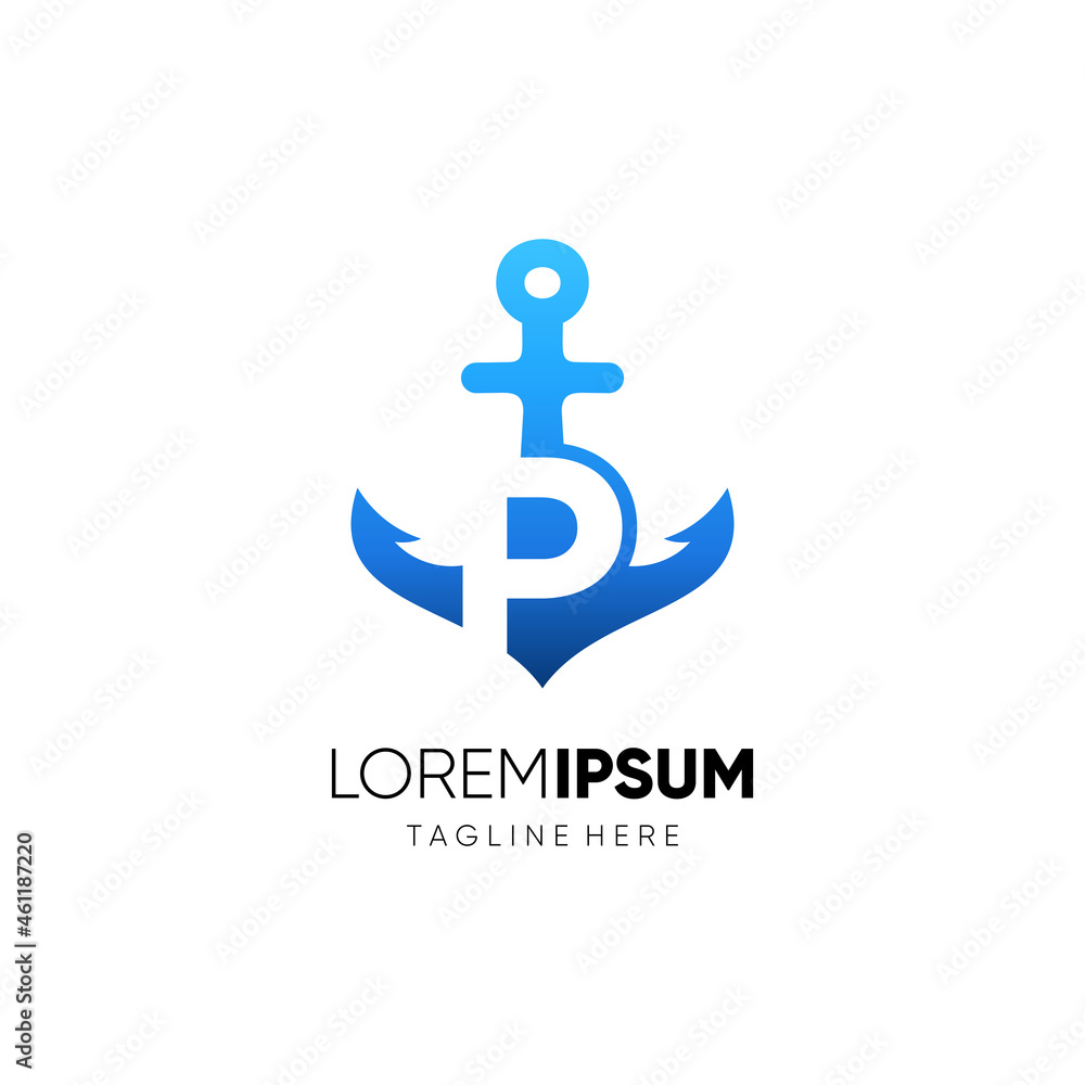 Letter P Anchor Logo Design Vector Icon Graphic Emblem Illustration Background Template Letter P Anchor Logo Design Vector Icon Graphic Emblem Illustration Background Template