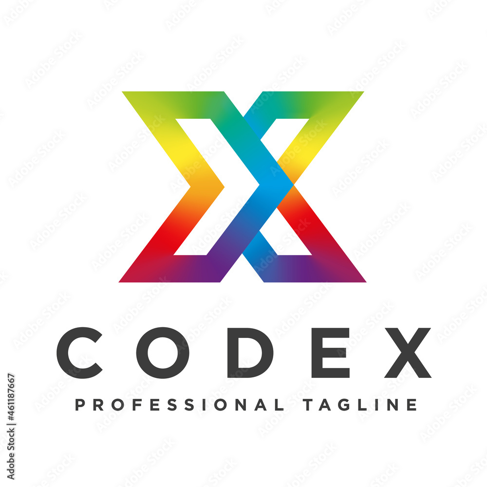 Vibrant color x letter logo concept with white background Vibrant color x letter logo concept with white background