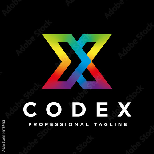 Vibrant color x letter logo concept with white background