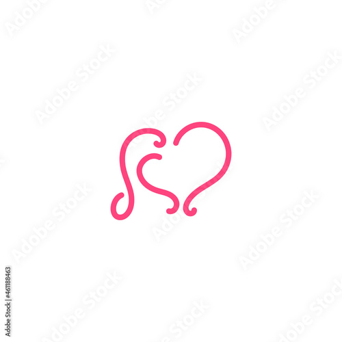 Pink triple s, sss love logo design. icon lines symbolize connections with family or peoples.