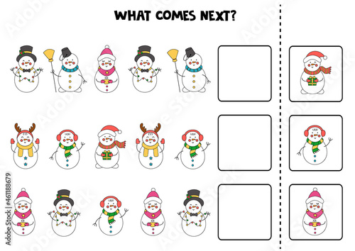 What comes next game with cute Christmas snowmen.