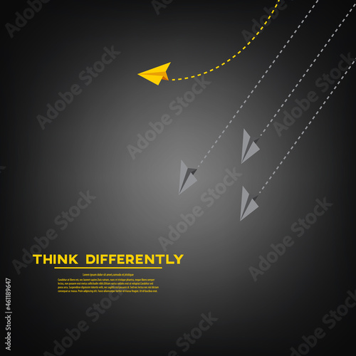 Flying paper airplanes. New idea, change, trend, courage, creative solution, innovation and unique way concept.