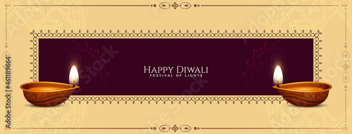 Happy Diwali festival elegant ethnic banner design