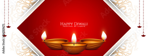 Happy Diwali cultural religious festival stylish banner design