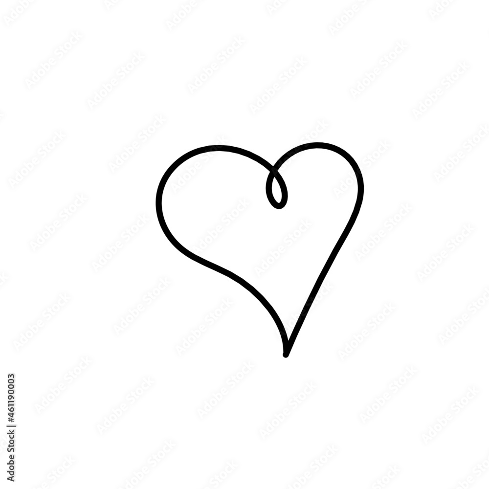 Abstract heart as continuous line drawing on white background. Vector