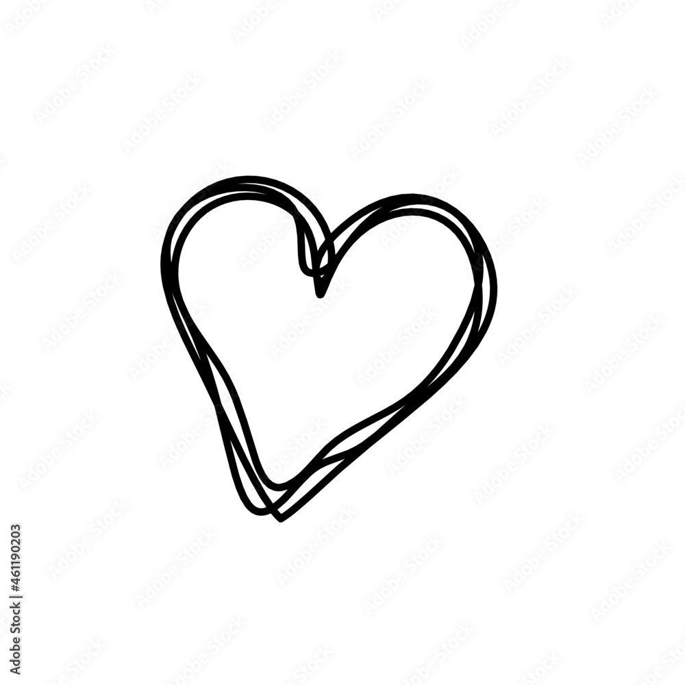 Abstract heart as continuous line drawing on white background. Vector