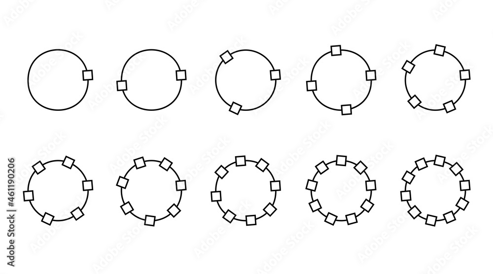 Circle chart section segments set vector diagram segments pie template ...