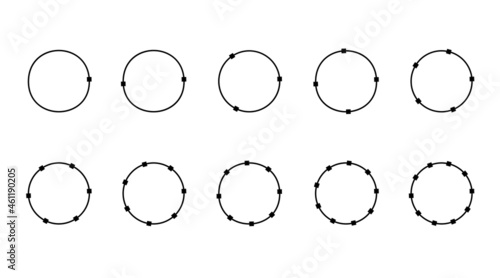 Circle chart section segments set vector diagram segments pie template. Circle segments set. Various number of sectors divide the circle on equal parts. From 1 to 10. Pie chart set. Diagram collection