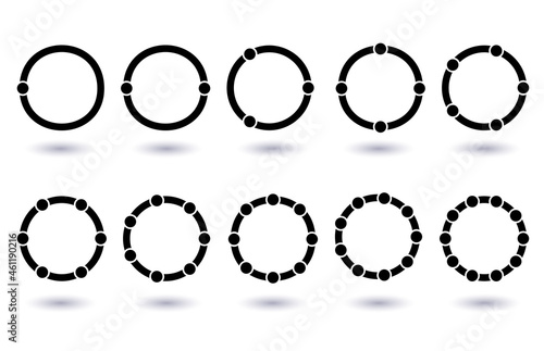 Circle chart section segments set vector diagram segments pie template. Circle segments set. Various number of sectors divide the circle on equal parts. From 1 to 10. Pie chart set. Diagram collection