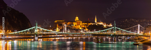 Night Budapest, Buda Palace on the background of bridges, panorama of the city © ArturSniezhyn