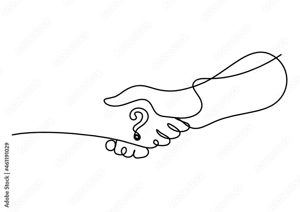 Fototapeta Streszczenie uścisk dłoni jako rysowanie linii na białym tle. Wektor