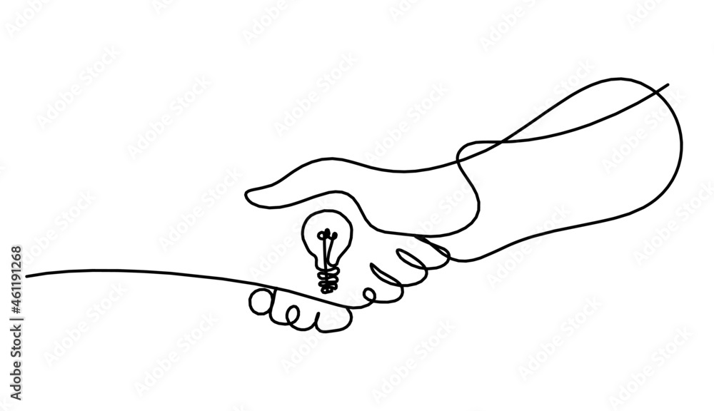 Abstract handshake as line drawing on white background. Vector Abstract handshake as line drawing on white background. Vector