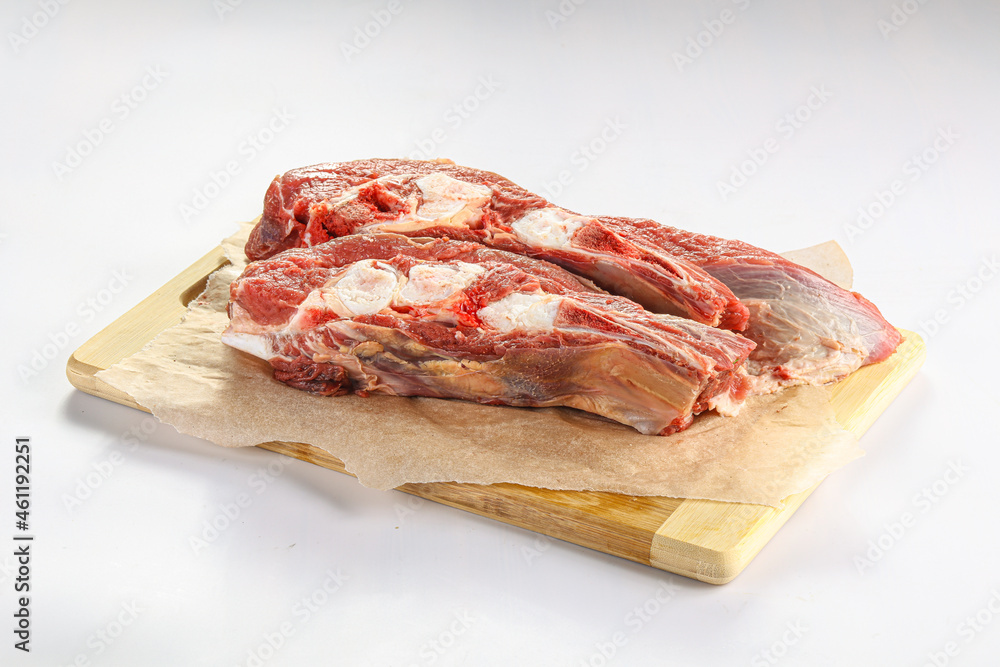 Raw bones for cooking over board Raw bones for cooking over board